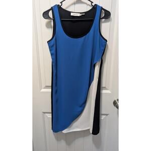 Calvin Klein Sleeveless Dress 4 White Blue Black Color Block Spring Summer Work